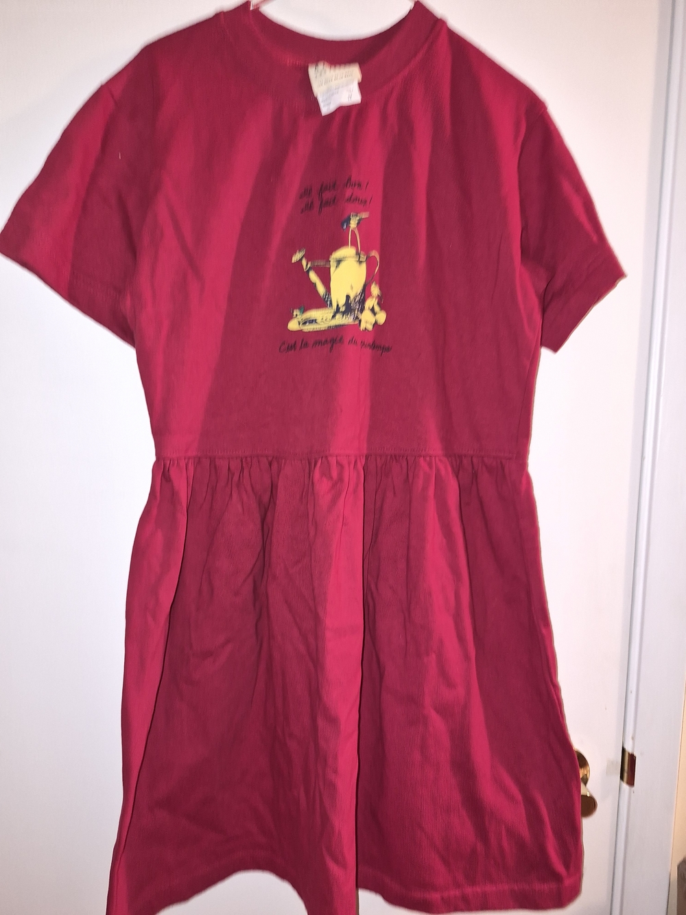 Vintage Made In Canada Girls' Red Graphic Short-Sleeve Dress Top Size 12